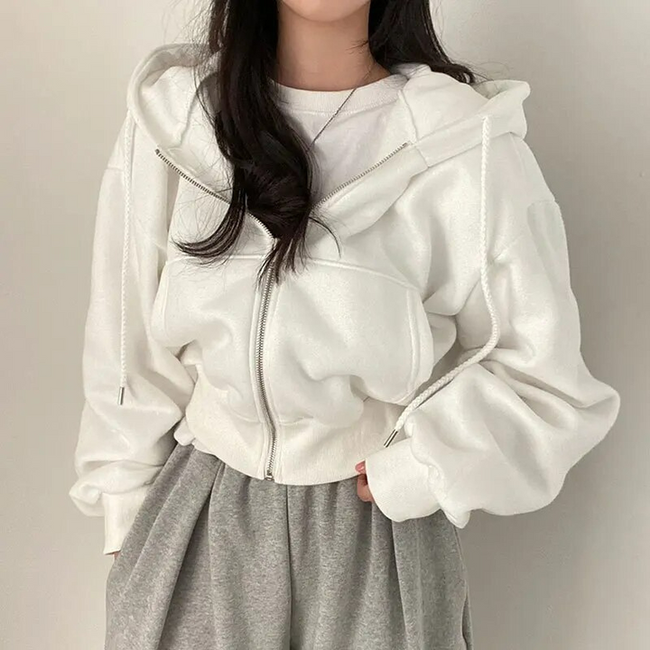 Dames oversized hoodie met rits, ultiem comfort. Relaxte pasvorm, ideaal voor casual mode.