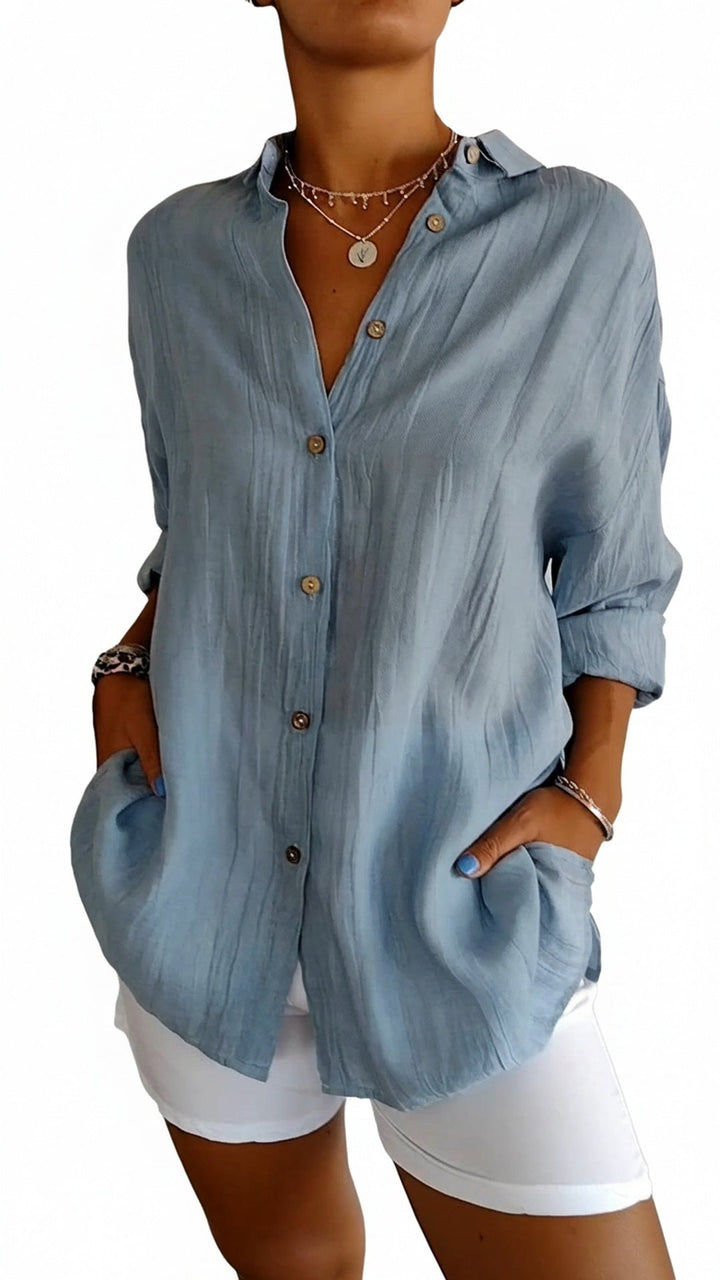 Dames oversized shirt met lange mouwen, comfortabele relaxte pasvorm en veelzijdigheid.