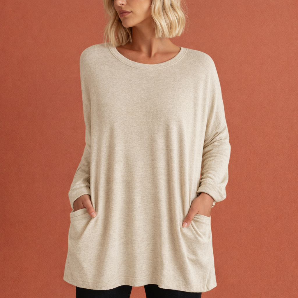 Stijlvolle dames oversized tuniek, lange top met praktische zakken. Ideaal voor een comfortabele casual look, veelzijdig.