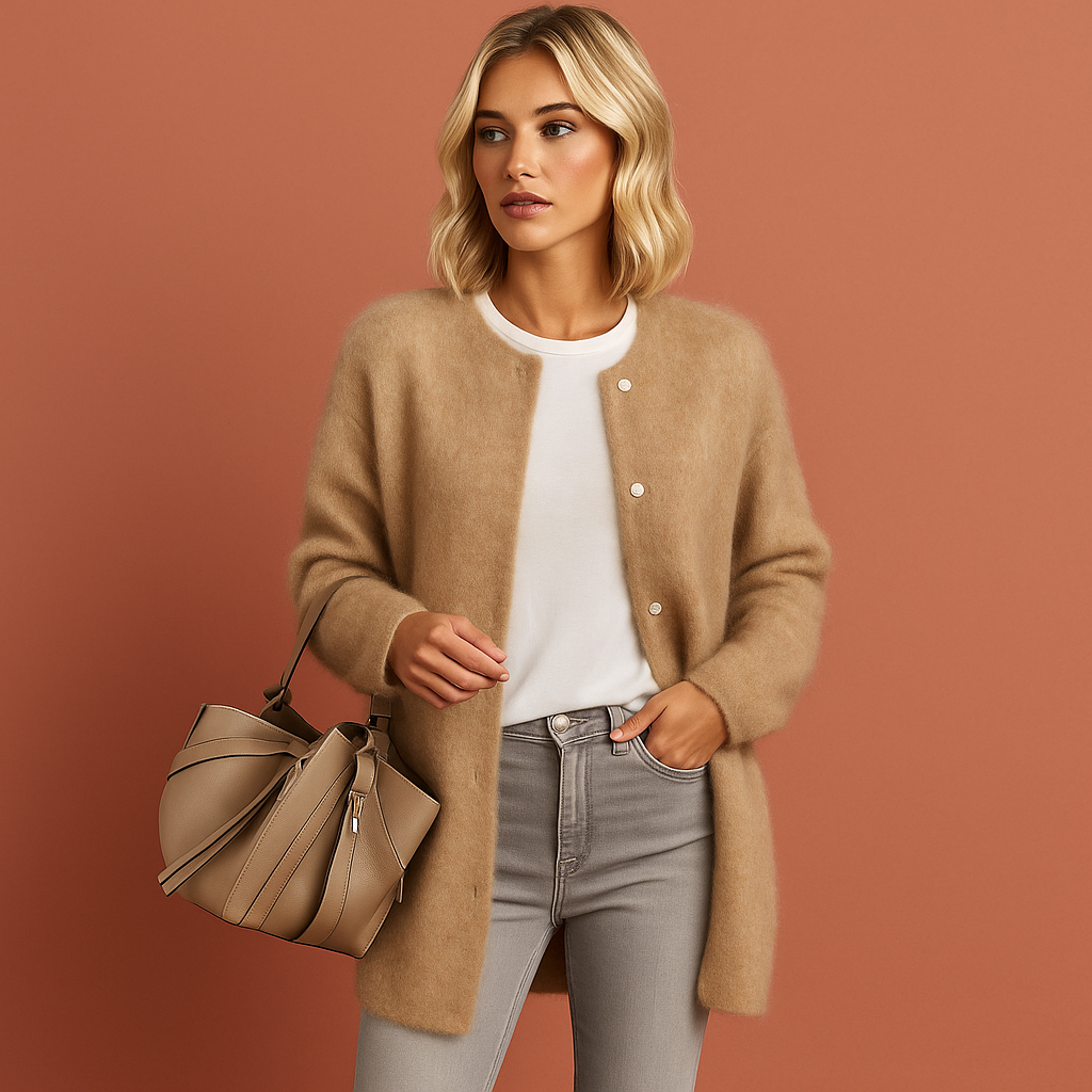 Dames oversized vest in zacht breisel, perfect voor comfortabele en stijlvolle laagjes op koudere dagen.