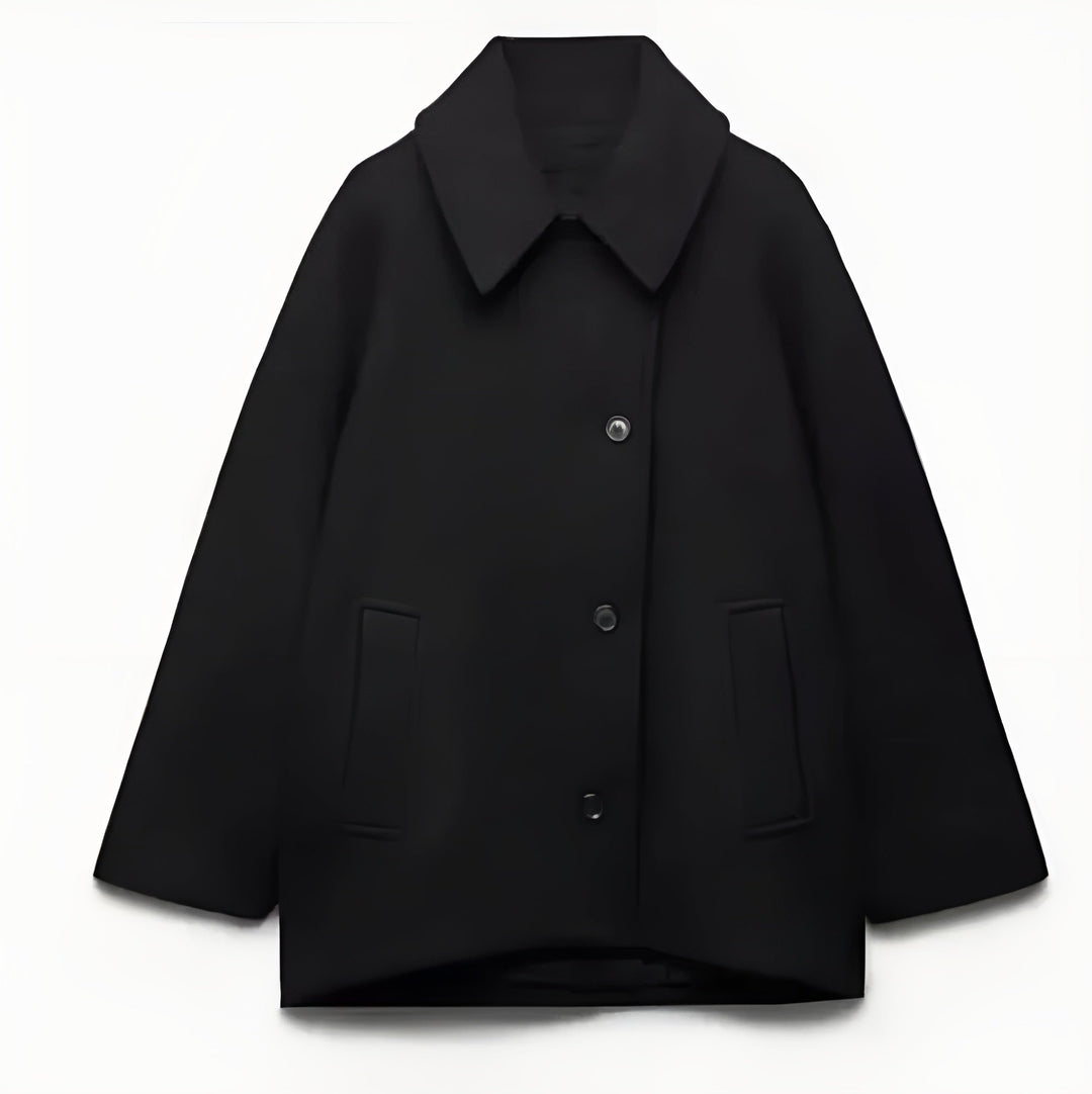 Modieuze oversized wolmix jas voor dames, stijlvolle winterjas, combineert warmte met trend.