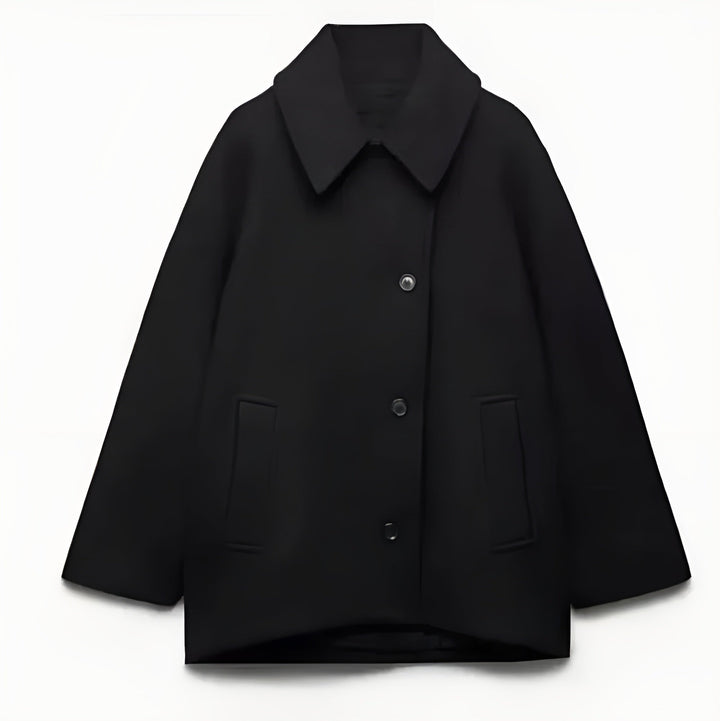 Modieuze oversized wolmix jas voor dames, stijlvolle winterjas, combineert warmte met trend.