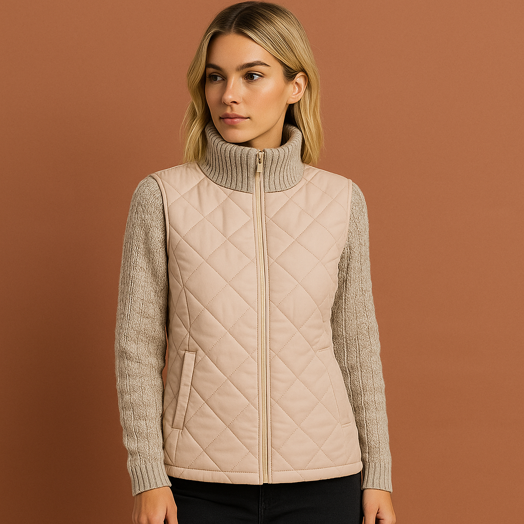 Dames patchwork gebreid vest, elegant en comfortabel, perfect voor herfst/winter.