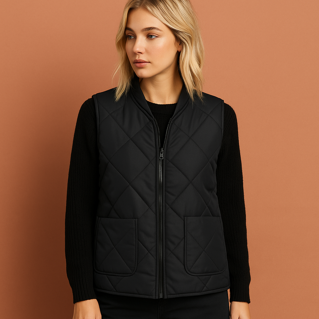 Veelzijdig dames patchwork gebreid vest, comfortabele overgangsjas voor herfst en winter.
