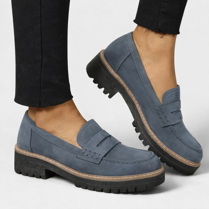 Klassieke dames penny loafers met stevige profielzool. Ideale damesschoenen voor zowel casual als werk.