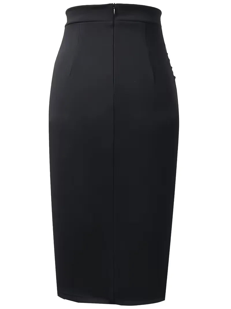 Bordeauxrode dames plooirok, hoge taille, knielengte, veelzijdig voor formele en casual.