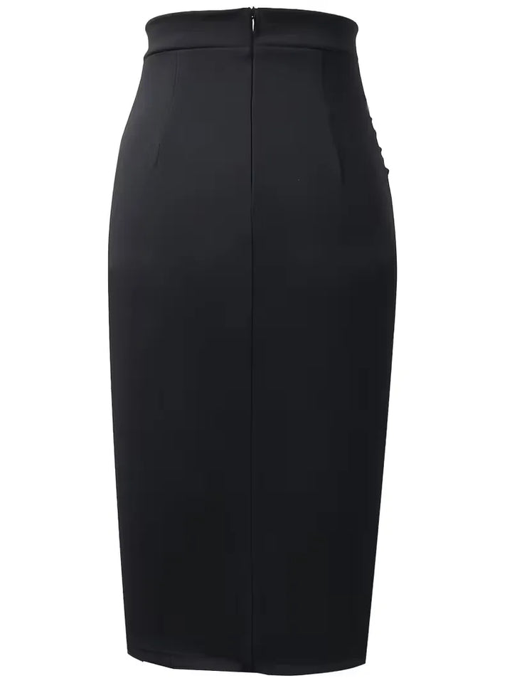 Bordeauxrode dames plooirok, hoge taille, knielengte, veelzijdig voor formele en casual.