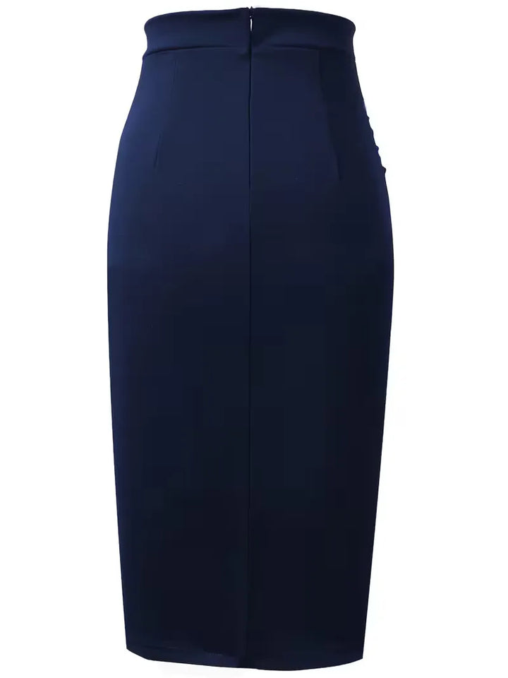 Elegante zwarte dames plooirok met hoge taille, perfect voor kantoor en herfstgarderobe.