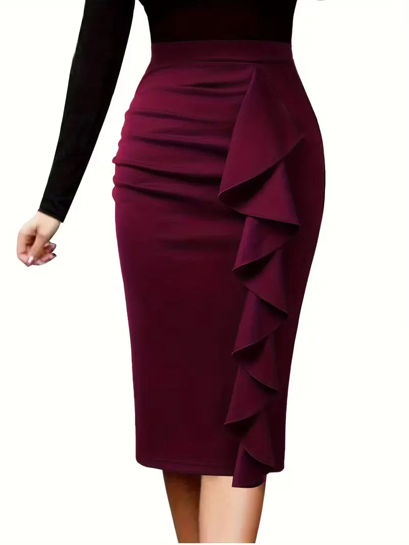 Dameskleding: elegante plooirok met hoge taille in zwart, ideaal voor herfst en lente.