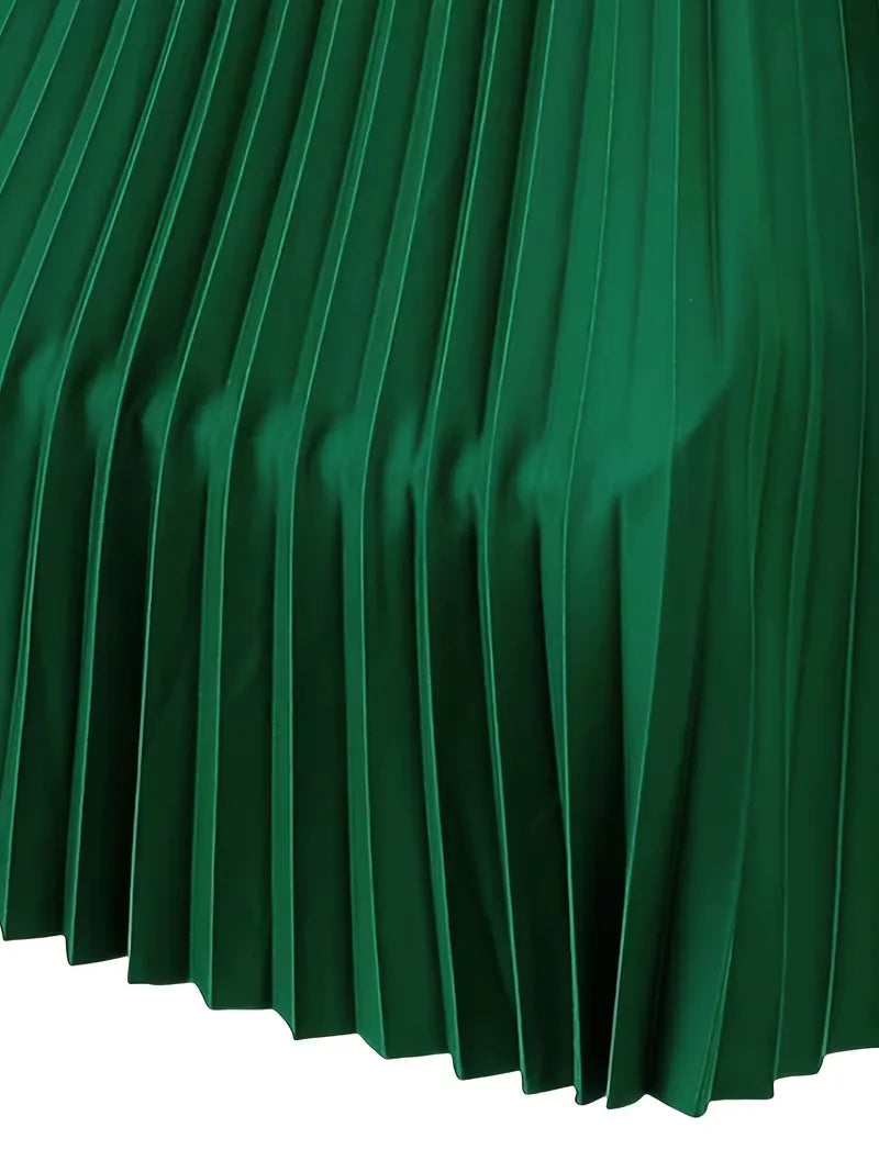 Zakelijke dames plooirok midi met hoge taille, straalt professionaliteit en elegantie uit. Comfortabel.
