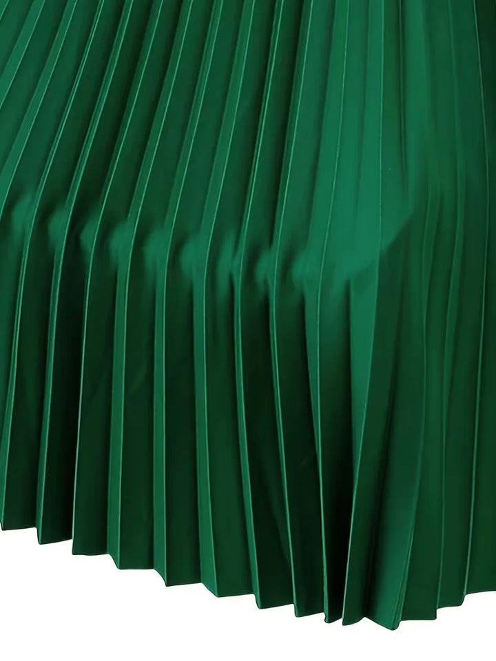 Zakelijke dames plooirok midi met hoge taille, straalt professionaliteit en elegantie uit. Comfortabel.