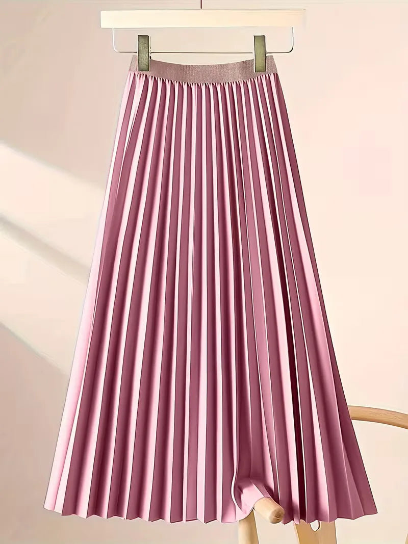 Veelzijdige dames plooirok met hoge taille, ideaal voor smart casual en zakelijke lente-zomer outfits.
