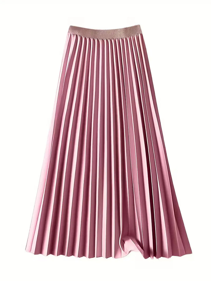 Stijlvolle lente-zomer plooirok voor dames, hoge taille en midi lengte voor een frisse, elegante look.