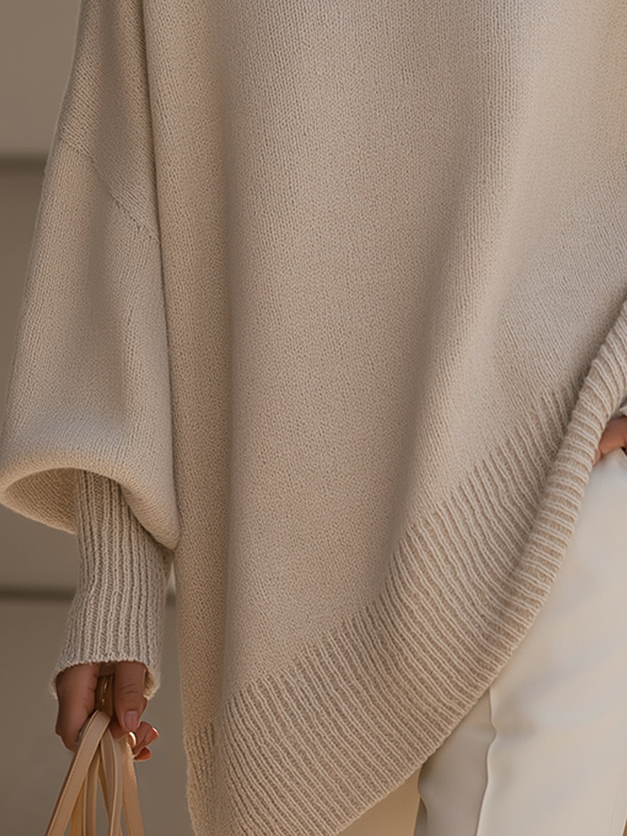 Comfortabele oversized dames pullover in ponchostijl, met een unieke asymmetrische zoom. Ideaal voor casual.