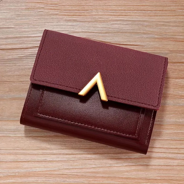 Stijlvolle dames portemonnee met elegante V-sluiting, praktisch accessoire voor dagelijks gebruik, imitatieleer.