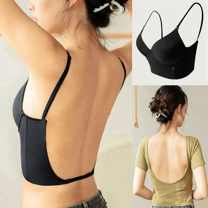 Dames push-up bh voor open rug, naadloos en onzichtbaar. Biedt comfortabele ondersteuning voor elegante zomerlooks.