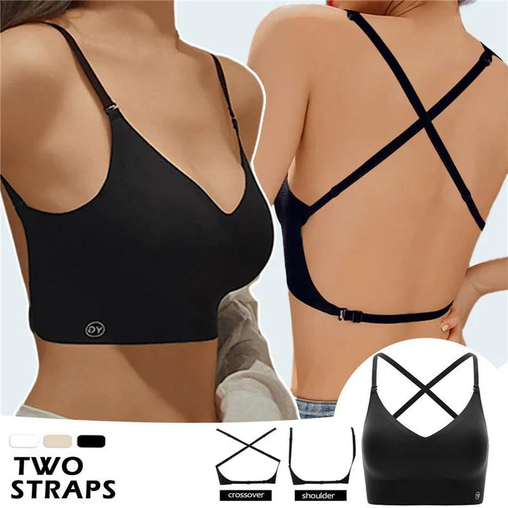 Comfortabele push-up bh voor dames met open rug, biedt subtiele lift. Essentiële lingerie voor avondjurken en tops.