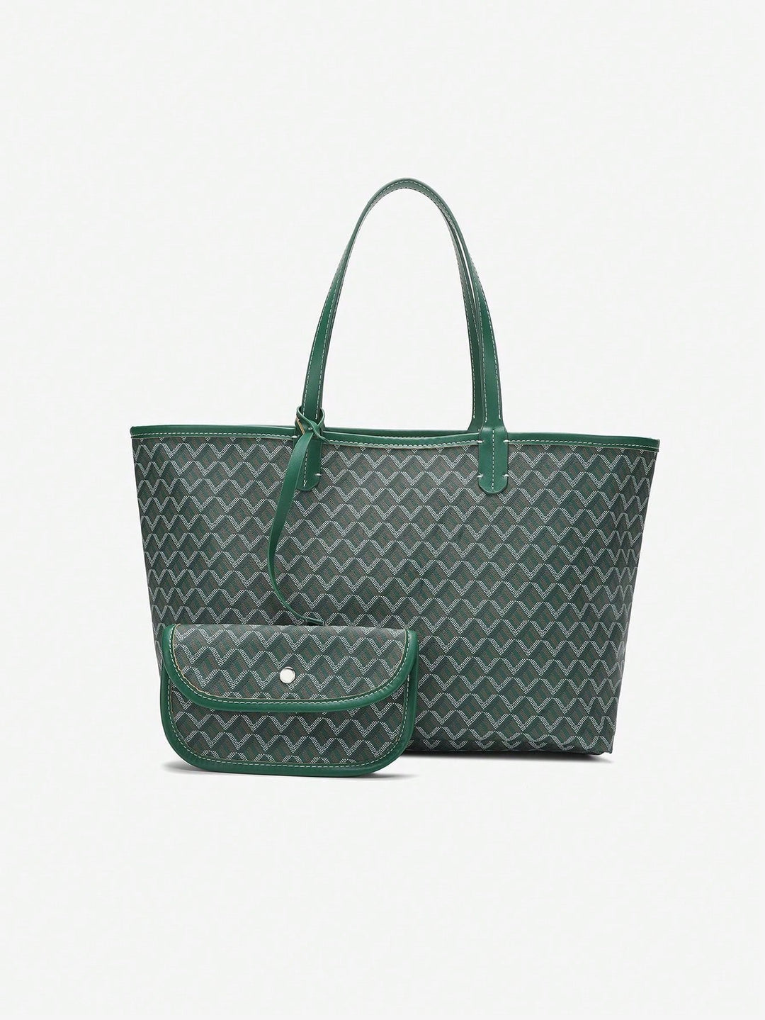 Elegante lege PVC tote bag voor dames, benadrukt het strakke design en de ruime opzet.