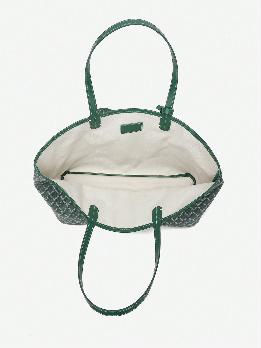 Achterkant van de lichtgewicht dames handtas, de PVC tote bag heeft een minimalistisch design.