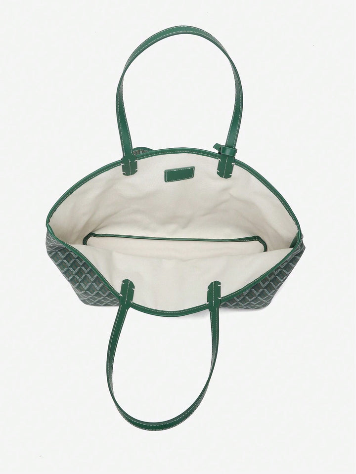 Achterkant van de lichtgewicht dames handtas, de PVC tote bag heeft een minimalistisch design.