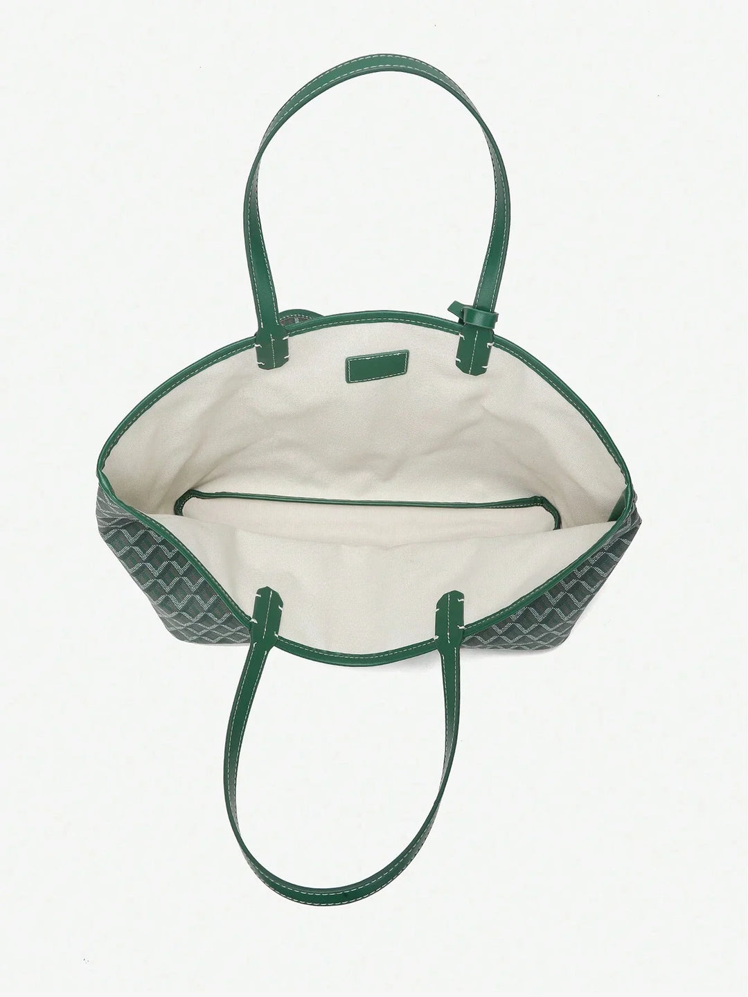 Close-up van de stevige PVC stof van de dames schoudertas, toont kwaliteit en modern design.
