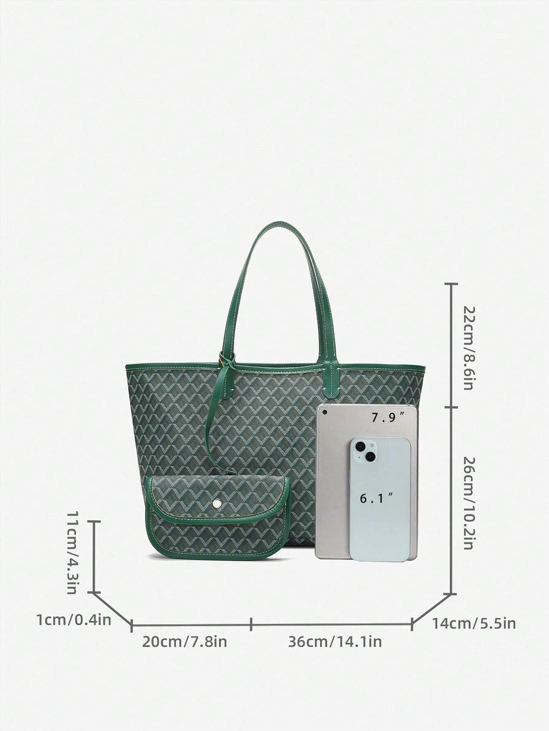 De binnenkant van de ruime dames handtas, laat zien hoe praktisch deze PVC tote bag is.