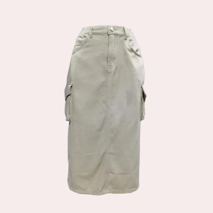 Dames retro cargo rok in stijlvol design, perfect voor een trendy zomerse look.