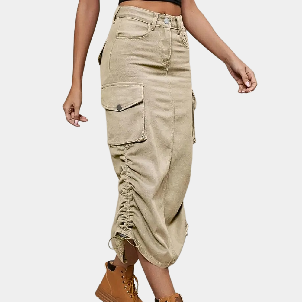 Zomerse dames retro rok, een must-have trendy cargo midi rok voor elke garderobe.
