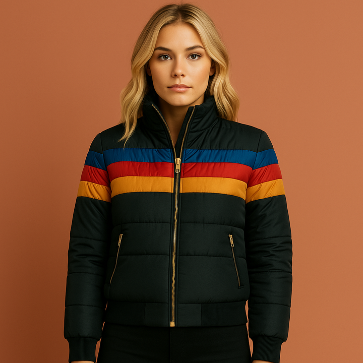 Dames retro gewatteerde winterjas. Stijlvolle en warme buitenjas voor de koude herfst- en winterdagen.