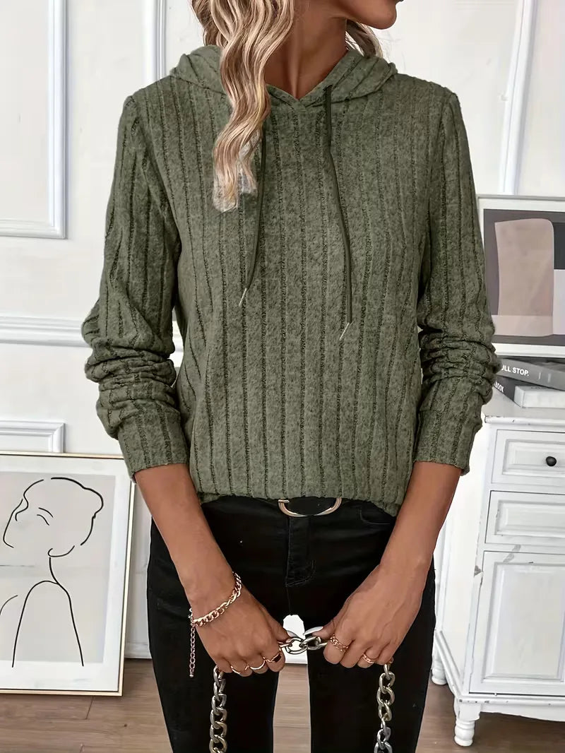 Stijlvolle dames ribbel hoodie, trendy en warm, ideaal voor de wintermaanden.