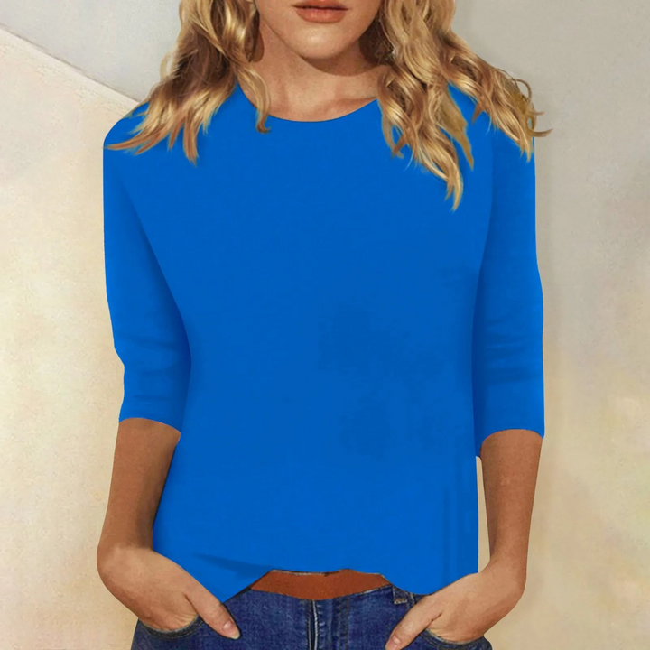 Comfortabel effen dames shirt met lange mouwen en ronde hals. Essentiële basic voor veelzijdige dames outfits.