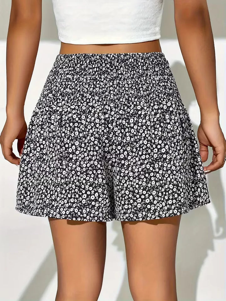 Comfortabele dames short met wijde pijpen, bloemenprint en hoge taille voor casual look.