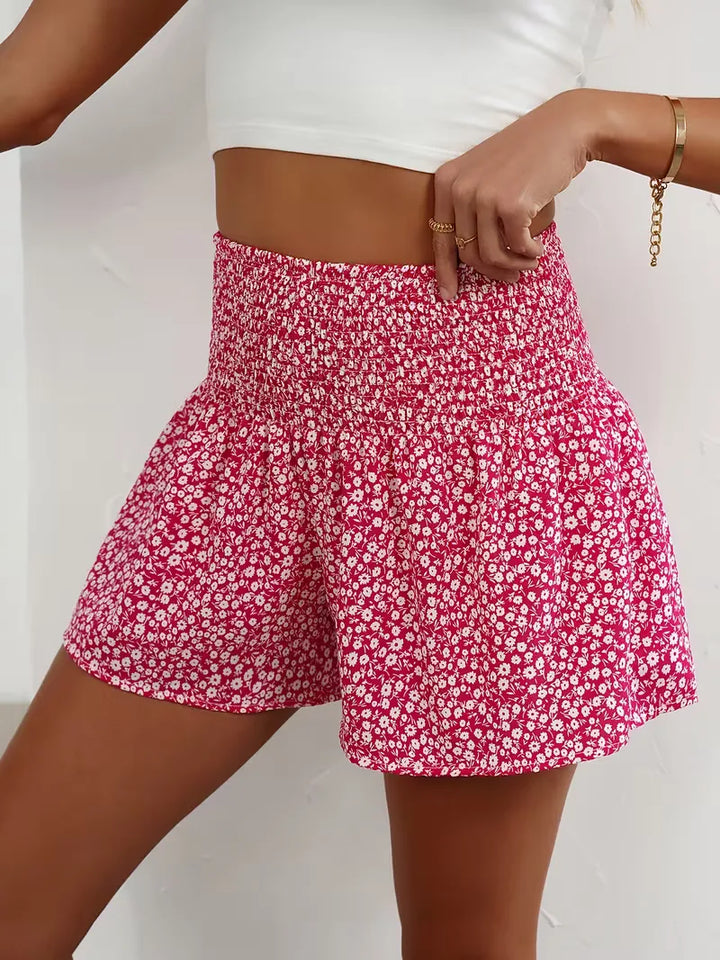 Casual dames short, hoge taille, bloemprint. Comfortabel voor dagelijks gebruik.