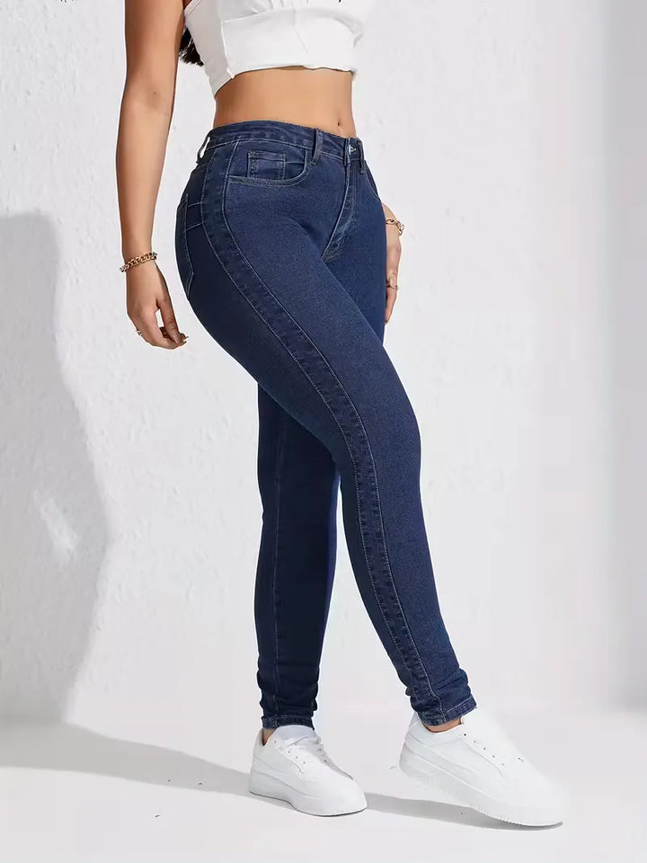 Comfortabele lichtblauwe skinny jeans voor dames, hoge taille slim fit, ideaal voor casual dagen.