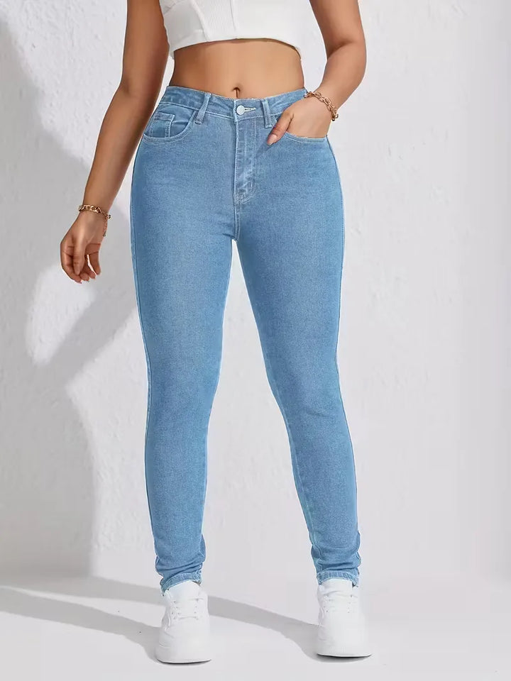 Slim fit dames skinny jeans met hoge taille, accentueert figuur, geschikt voor elke dag.