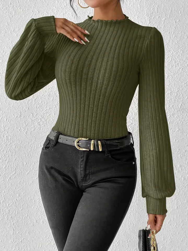 Elegante dames bodysuit met lange mouwen en hoge mock hals, comfortabel en veelzijdig.