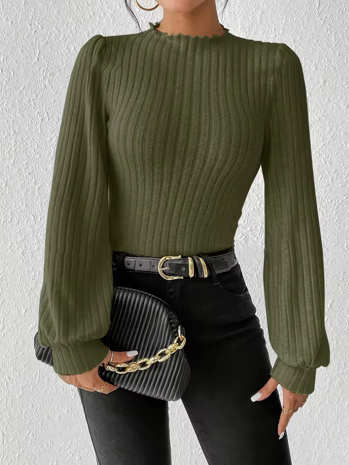 Dames fashion: slim fit bodysuit met lange mouwen en elegante mock hals, perfect voor elke outfit.