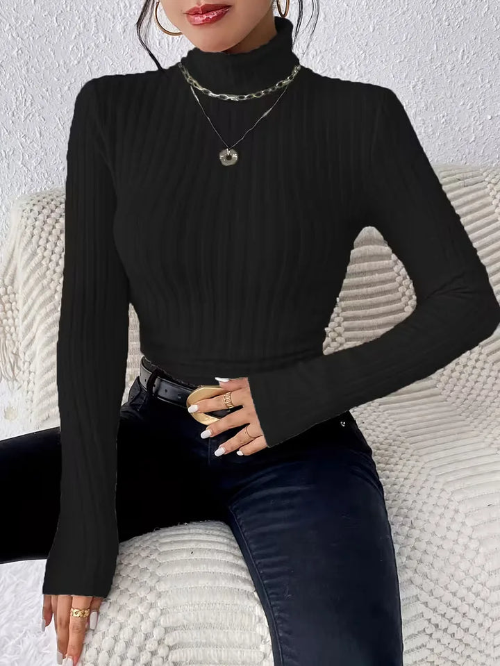 Dames slim fit trui, lange mouwen, elegant en casual te dragen. Een veelzijdige pullover.