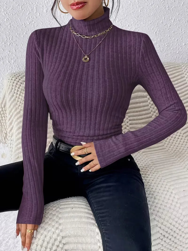 Casual slim fit coltrui voor dames, met lange mouwen, veelzijdig te combineren voor elke look.