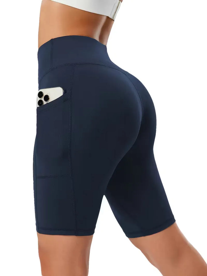 Comfortabele slim-fit high waist dames shorts, perfect voor actieve kleding.