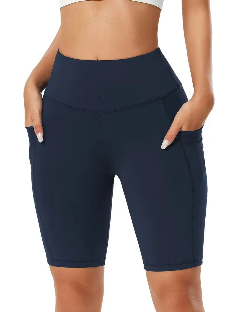 Casual zomer shorts voor dames, high waist, slim fit met praktische zijzakken.