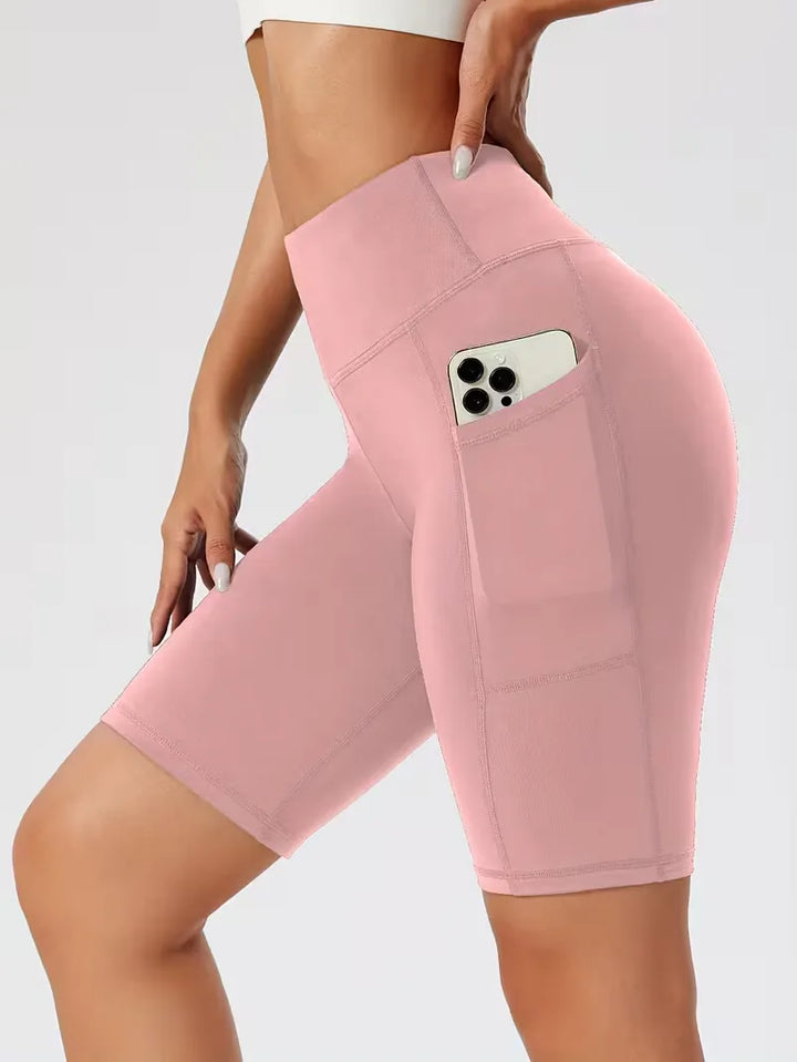 Casual en comfortabele dames high waist shorts, slim fit, met zakken.