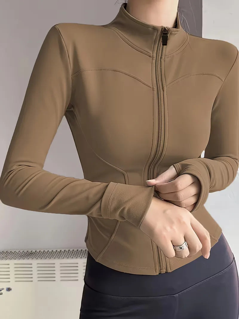 Casual dames slim fit trackjacket met duimgaten, veelzijdig te combineren met jeans.