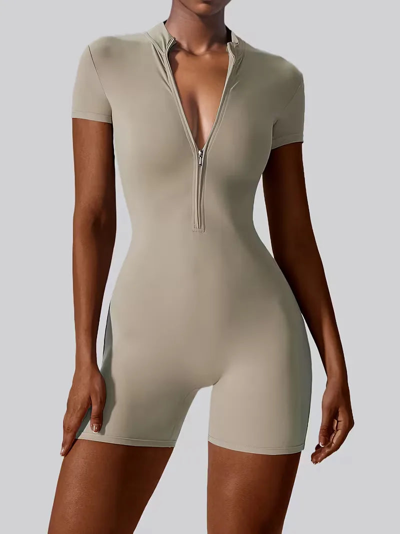 Korte mouw dames bodysuit, hoge taille, comfortabel voor fitness en vrije tijd.