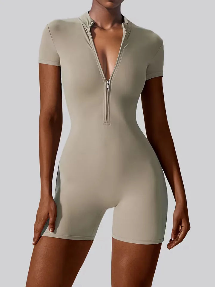 Korte mouw dames bodysuit, hoge taille, comfortabel voor fitness en vrije tijd.