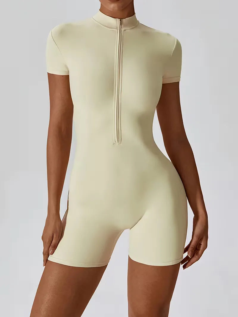 Comfortabele dames fitness bodysuit met slanke pasvorm en hoge taille.