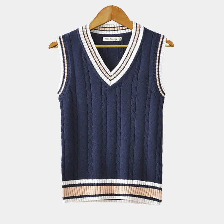 Comfortabel dames V-hals sweater vest voor layering, zachte stof, sportieve stijl.
