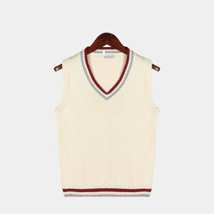 Veelzijdig dames sweater vest met V-hals, mouwloos, perfect voor casual of sportieve outfits.