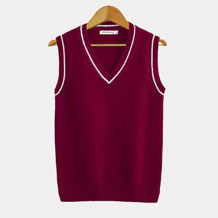 Dames mouwloos V-hals sweater vest, essentieel item voor gelaagde preppy outfits, comfortabel.