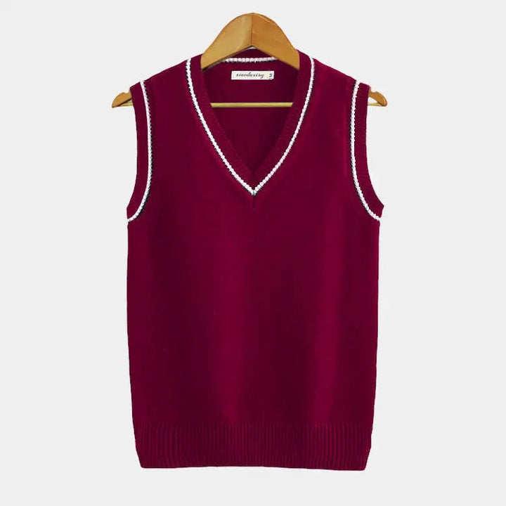 Dames mouwloos V-hals sweater vest, essentieel item voor gelaagde preppy outfits, comfortabel.